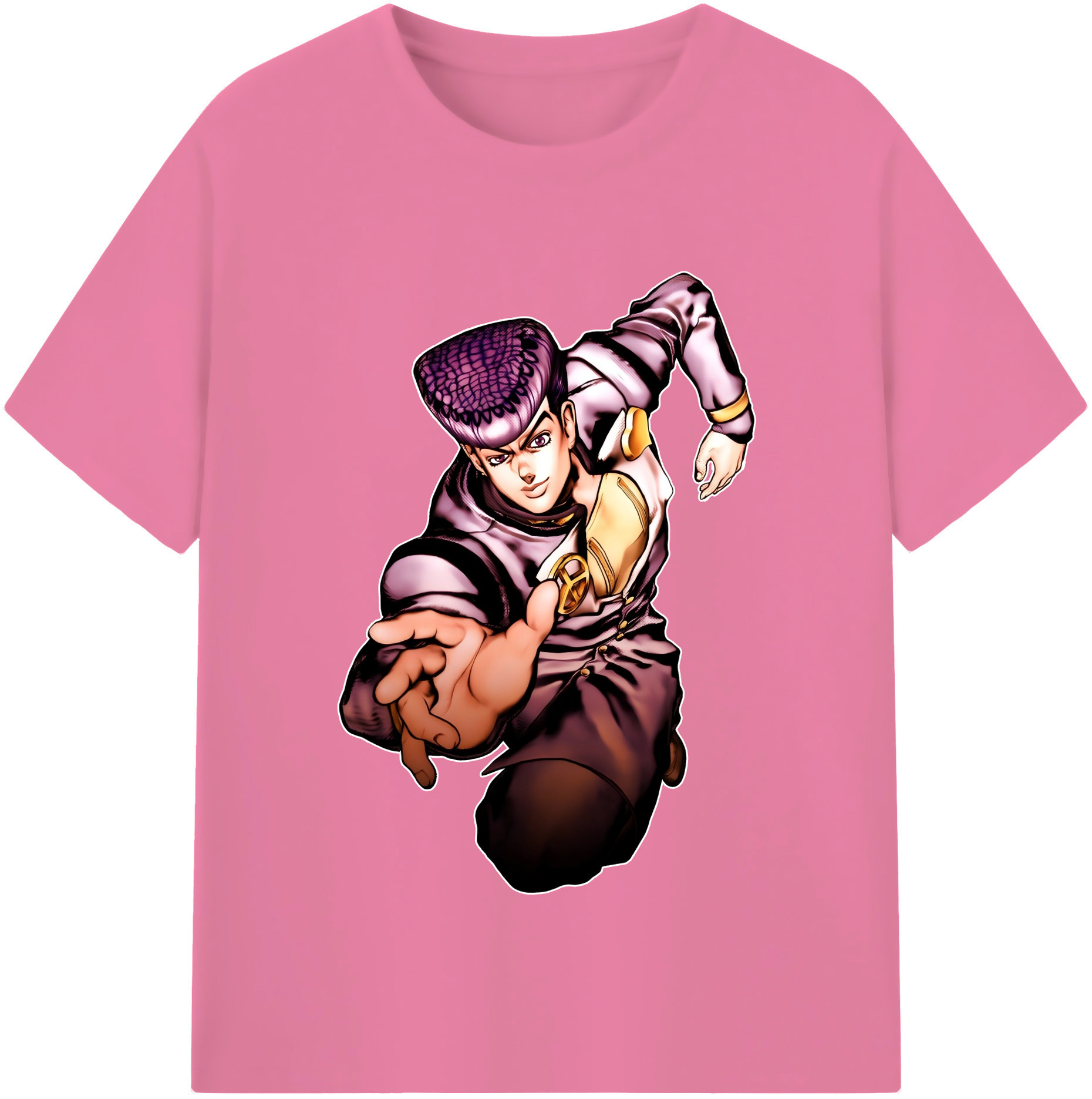 （画像用） ジョジョの奇妙な冒険 ひがしかた じょうすけ JoJo's Bizarre Adventure Higashikata Josuke 綿100％半袖Tシャツ（フロントプリント）